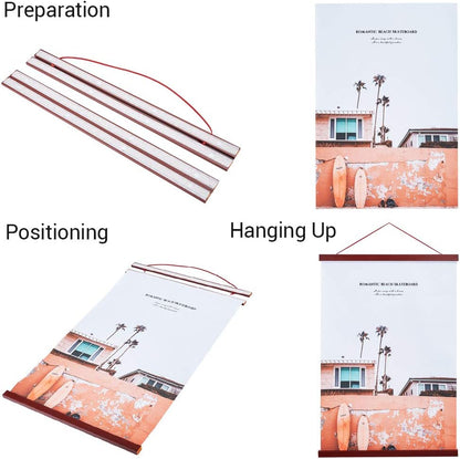 Benjia Magnetic Poster Hanger - Mahogany Wood Frame for 16x20, 16x22, 16x24 Prints | Easy Wall Display