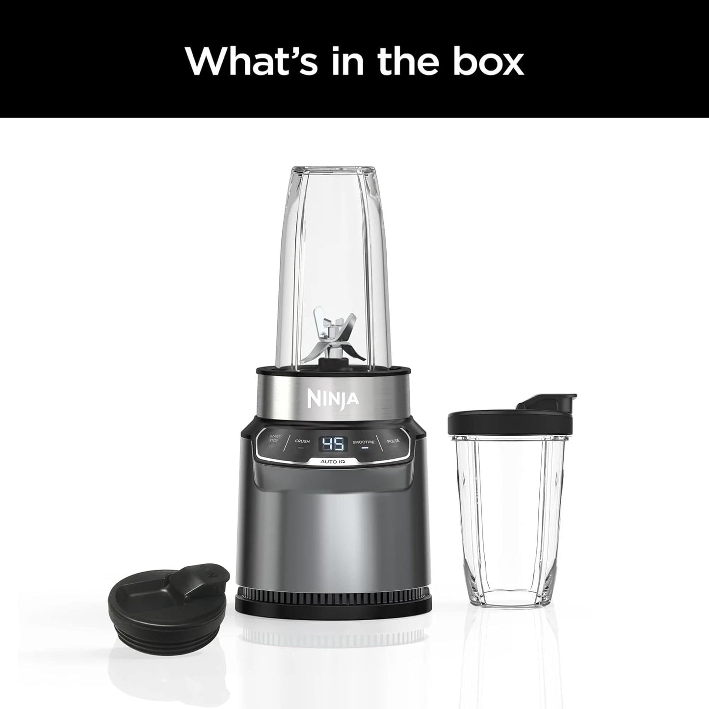 Ninja BN400 Nutri Pro Personal Blender - 1000W Auto-iQ Technology for Smoothies & Frozen Drinks | Includes 18oz & 24oz To-Go Cups