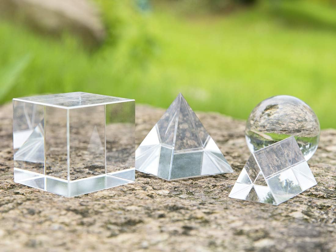 Optical Crystal Photography Prism Set - 4 Pack with 50mm Crystal Ball, Cube & Triangular Prism