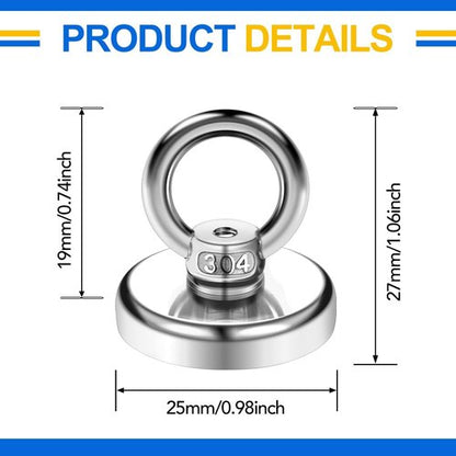 Magnetic Hooks - 60 lbs Pulling Force Rare Earth Hooks with Countersunk Hole | 10 Pack for Home & Office
