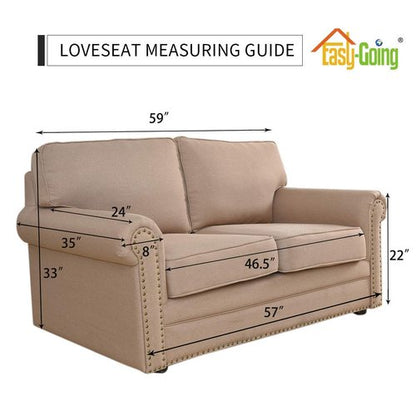 Easy-Going Reversible Loveseat Couch Cover for 2 Cushion Couch Sofa Cover for Dogs Water Resistant Furniture Protector with Foam Sticks Elastic Straps for Pet (Loveseat, Beige/Beige)
