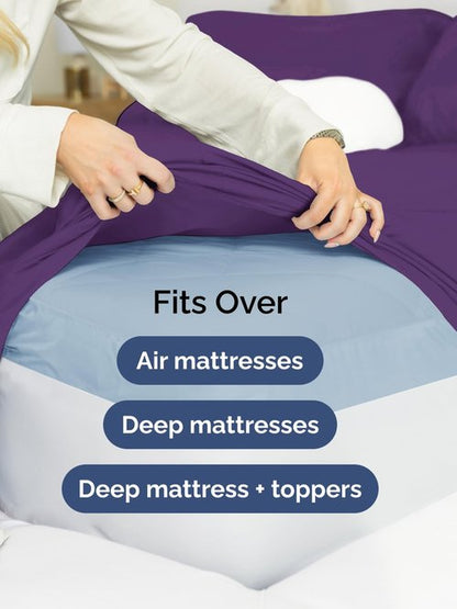 Extra Deep Twin Sheet Set - 4 Piece Breathable and Cooling Sheets - Hotel Luxury Bedding for Women, Men, Kids & Teens - Easy & Secure Fit - Soft, Wrinkle Free and Comfy - Extra Deep Pockets - Purple