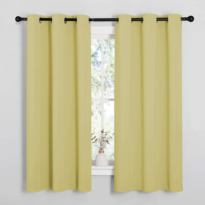 NICETOWN Room Darkening Curtains - Thermal Insulated Grommet Drapes for Kitchen & Bedroom | Pale Yellow, Set of 2 (42" x 48")