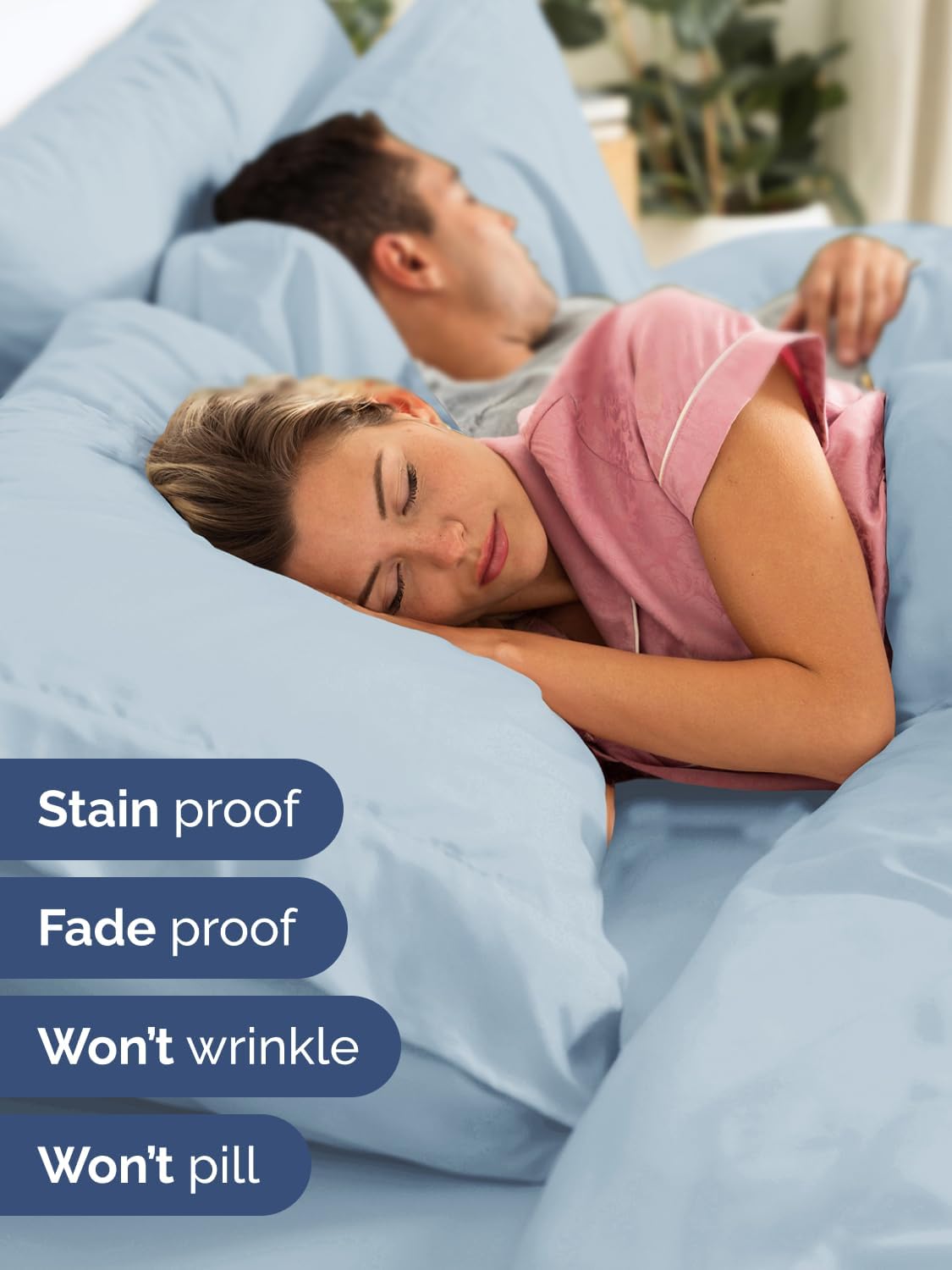 Skiennix Extra Deep Twin Sheet Set | 4-Piece Breathable Cooling Bedding - Soft, Wrinkle-Free Sky Blue
