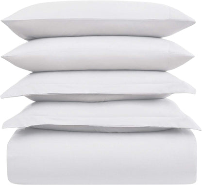Mellanni Duvet Cover Set - 5-Piece Hotel Luxury Bedding - Extra Soft & Cooling Microfiber | Queen, White