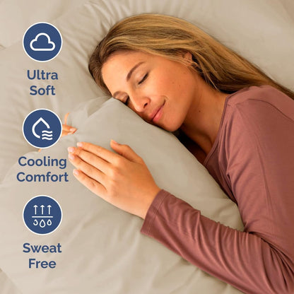 Skiennix Short Queen Size 4-Piece Sheet Set - Soft, Breathable & Cooling Bedding - Oeko-Tex Certified - Wheat