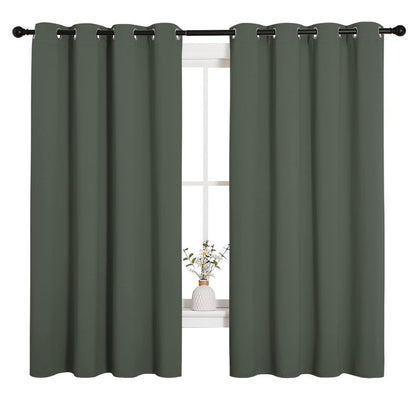 NICETOWN Thermal Insulated Curtains Blackout Draperies, Window Treatment Solid Grommet Room Darkening Drape Panels for Bedroom (Dark Mallard, Set of 2, 55 by 68 inches Long)
