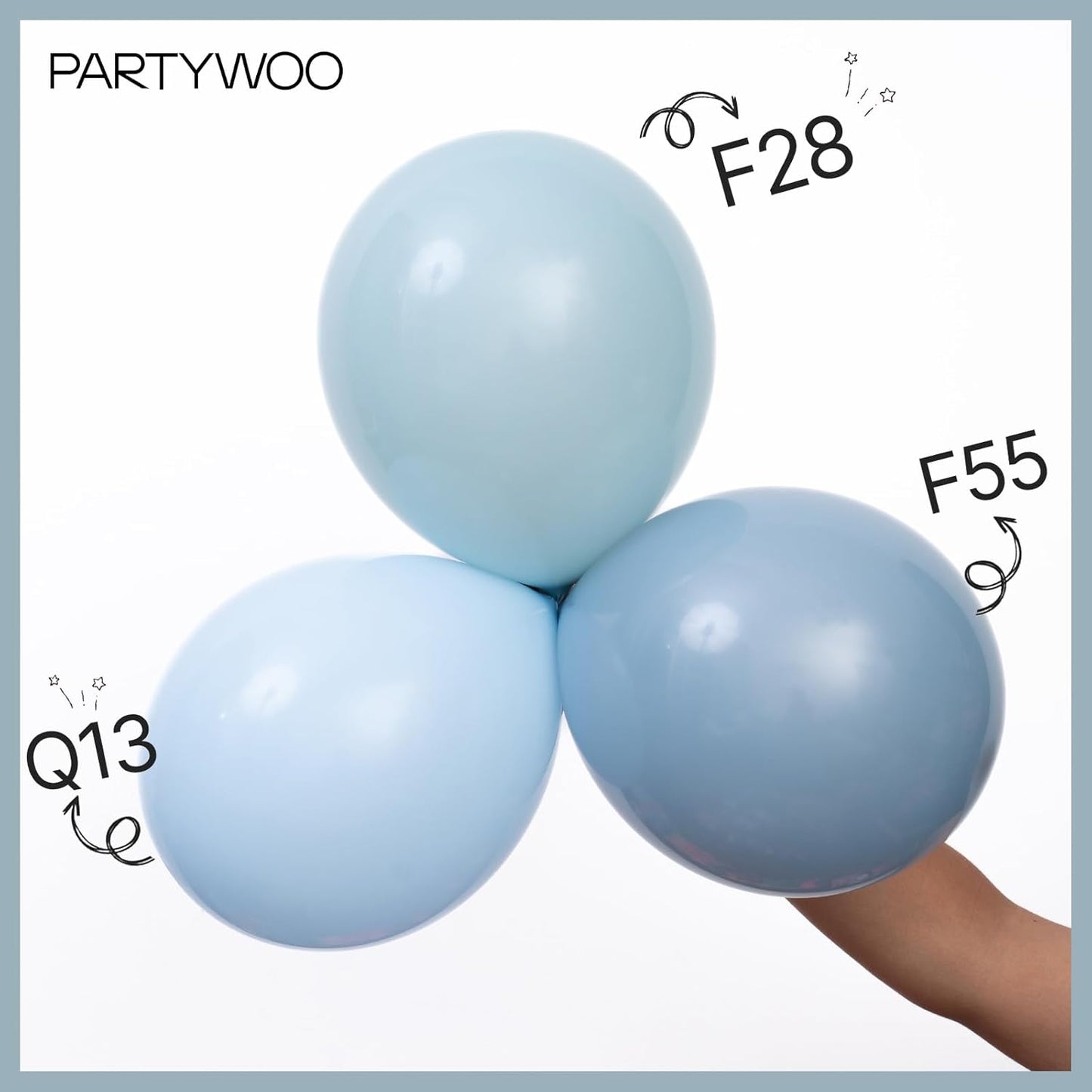 PartyWoo Dusty Blue Balloons - 120-Piece Pack with 18, 12, 10, 5 Inch Sizes | Boho Neutral Decor for Baby Showers & Graduations