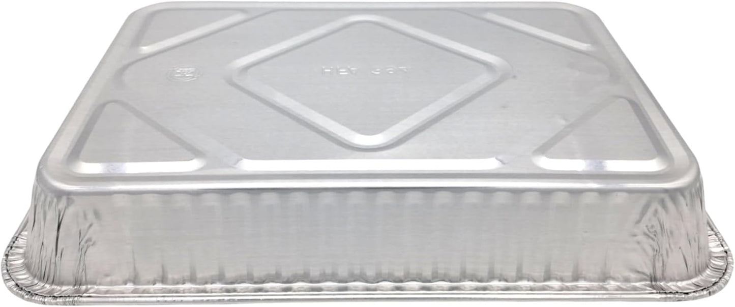 PACTOGO Disposable Aluminum Foil Cake Pans with Dome Lids - 13" x 9" x 2" | 108 Oz for Baking & Storing (12 Sets)