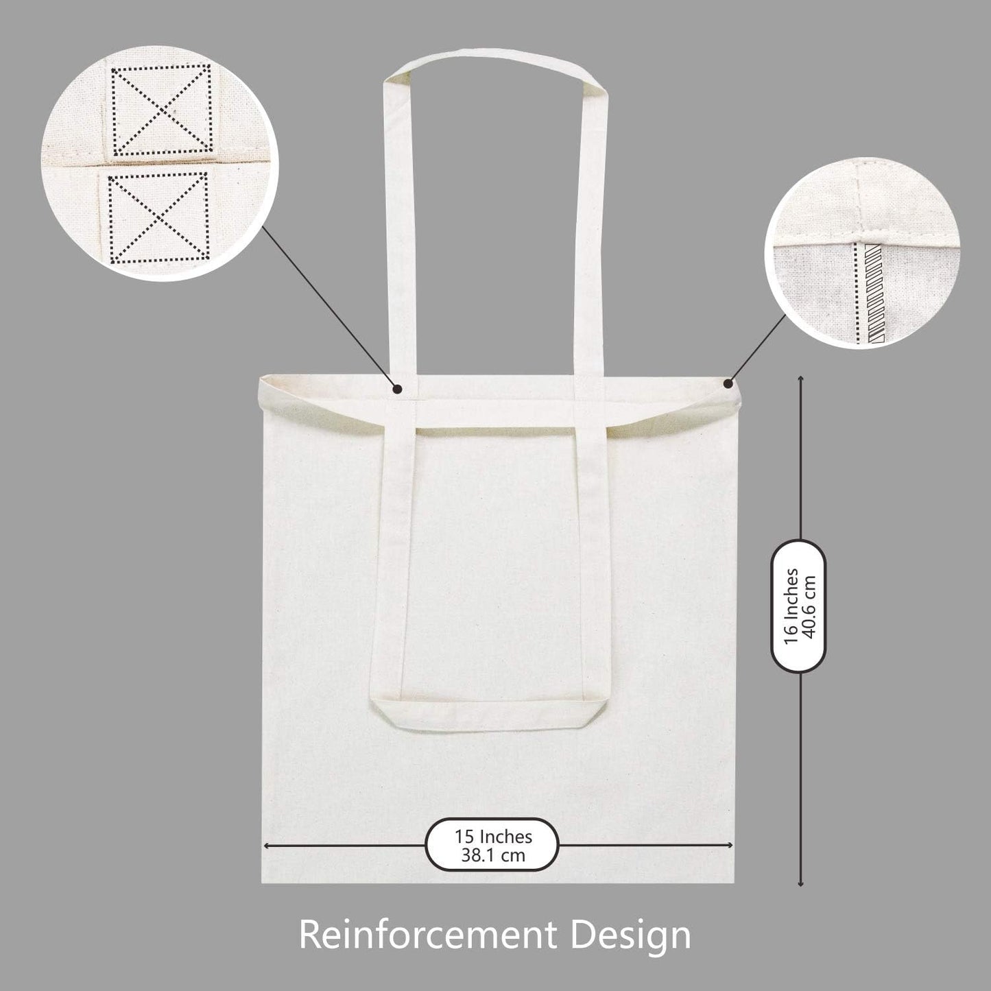 TOPDesign Cotton Tote Bags - 24-Pack Lightweight Reusable 16"x15" for Grocery, DIY & Promotions