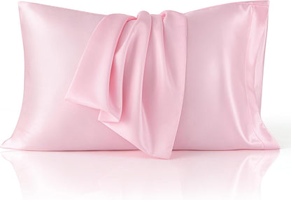 Bedsure King Size Satin Pillowcase Set - Pink Silky Pillow Cases for Hair & Skin, 20x36 Inches, 2-Pack