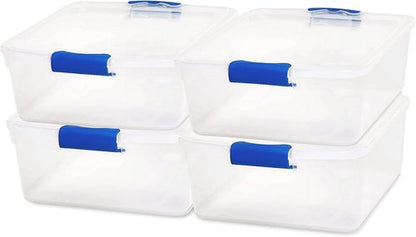 HOMZ 15.5 Quart Clear Plastic Storage Bins - 4-Pack Stackable Organizers for Home & Office
