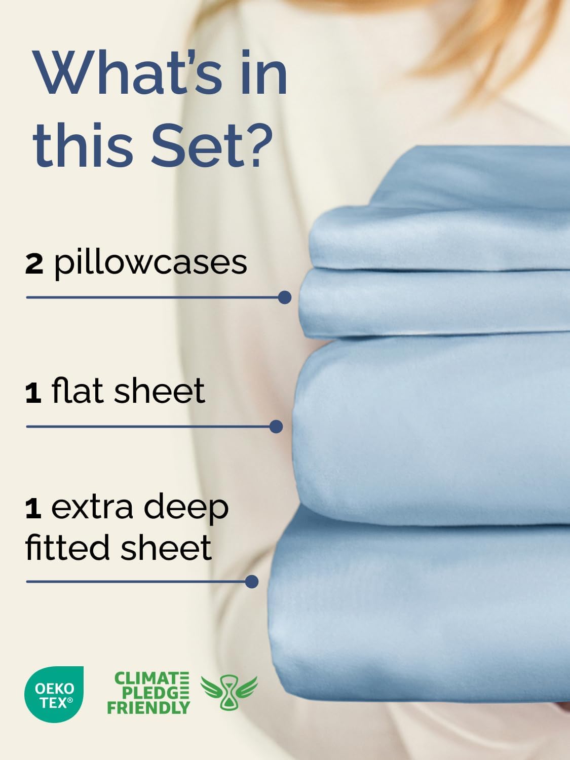 Skiennix Extra Deep Twin Sheet Set | 4-Piece Breathable Cooling Bedding - Soft, Wrinkle-Free Sky Blue