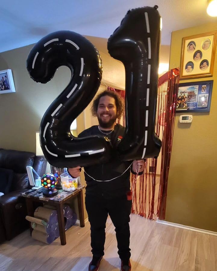 Race Car 8 Balloon - 40 Inch Number Balloon for Boys' 8th Birthday Racing Party Decorations