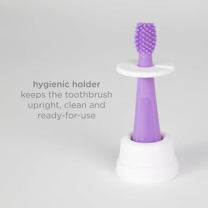 Ubbi 360° Baby Training Toothbrush - Safety Shield & Cover, Gentle Cleaning, Smoothie Purple