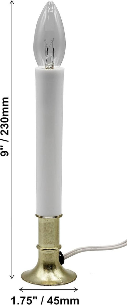 Creative Hobbies® Electric Window Candle Lamp - Brass Plated Base, Easy On/Off Switch, Ready to Use!