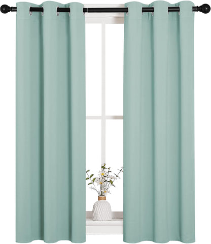 NICETOWN Thermal Insulated Blackout Curtains - Room Darkening Grommet Drapes | Aqua Blue, Set of 2 (29x45")