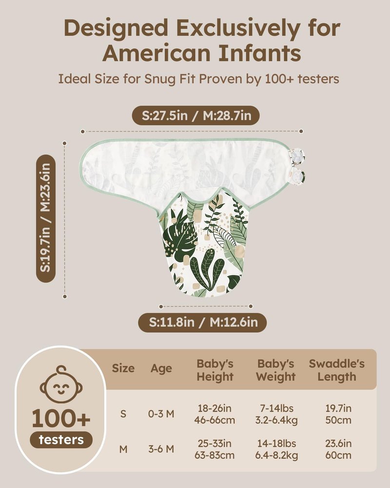 Yoofoss Baby Swaddles for Newborns 100% Organic Cotton, Adjustable Swaddle Sleep Sack 0-3 Months Newborn Swaddle Sack, Breathable Soft(Small)