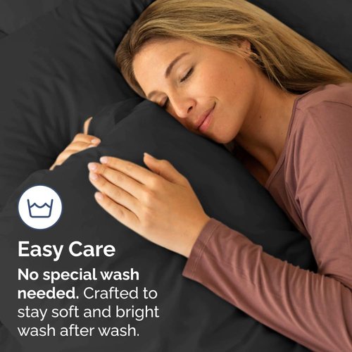 King Standard Pillow Cases - Soft Hotel Quality Pillowcase Covers | 4-Piece Set in Black - Machine Washable