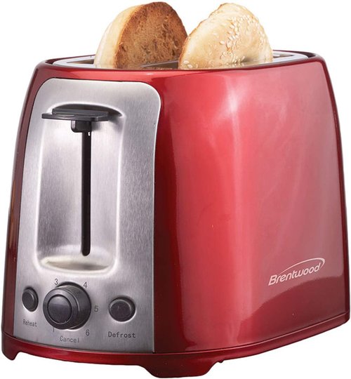 Brentwood TS-292R Red Cool Touch 2-Slice Extra Wide Slot Toaster - Perfect for Bagels & Toast