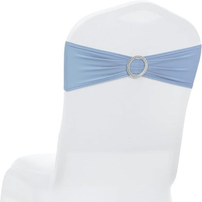 MDS Spandex Chair Sashes - Universal Elastic Stretch Bands with Buckle Slider Bow - Pack of 250, Baby Blue