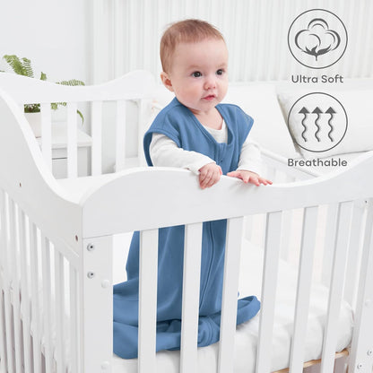 Yoofoss Baby Sleep Sack - 100% Organic Cotton Wearable Blanket for 6-12 Months | 2-Way Zipper, 3 Pack