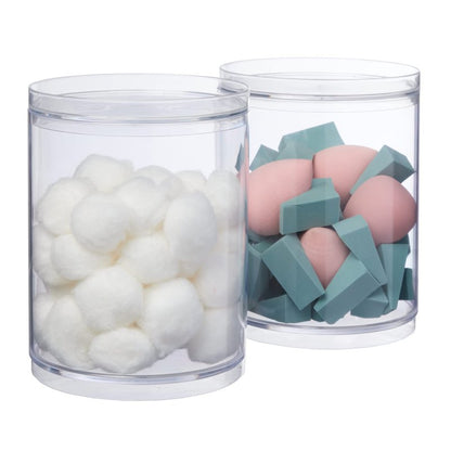 STORi Bella Tall Scrunchie Holder | Stackable Clear Plastic Container (Set of 2) Round Vanity Storage Organizers with Lids for Hair Accessories & Beauty Supplies | Made in USA