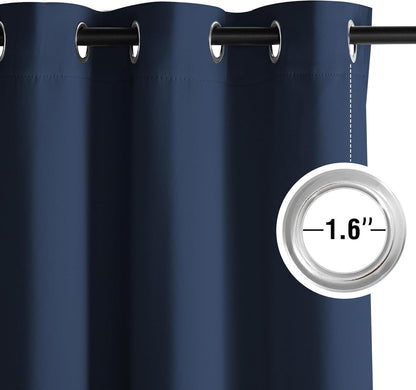 NICETOWN Room Darkening Curtains - Navy Blue Drapery Panels, Set of 2 | W52 x L84 Inches