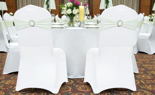 MDS Spandex Chair Sashes - Universal Fit Elastic Stretch Bands with Buckle for Weddings | Ivory - Pack of 200