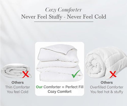 California Design Den Queen Size Comforter Duvet Insert - Cozy Luxury Down Alternative, Quilted Extra Fluffy, Soft, and Cooling, Machine Washable with Corner Tabs - White