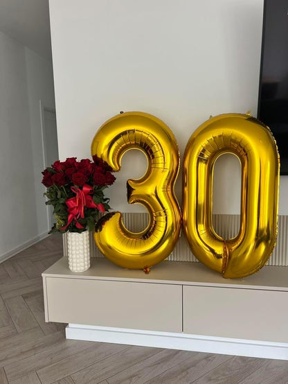 Number 30 Balloon - 40 Inch Gold Foil Happy 30th Birthday Decoration for Memorable Celebrations