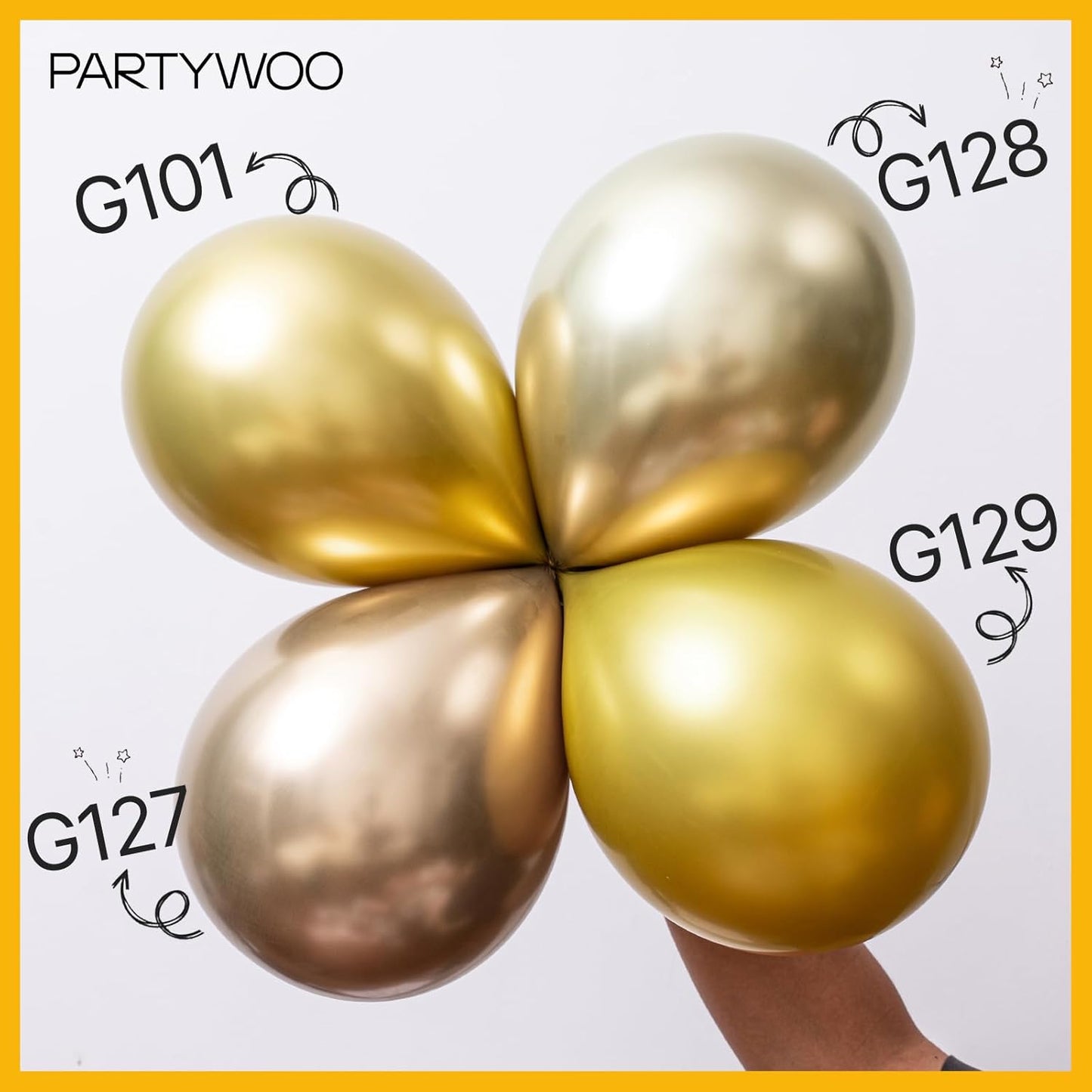 PartyWoo Metallic Gold Balloons - 50pcs 5 Inch Chrome Latex Balloons for Celebrations & Events