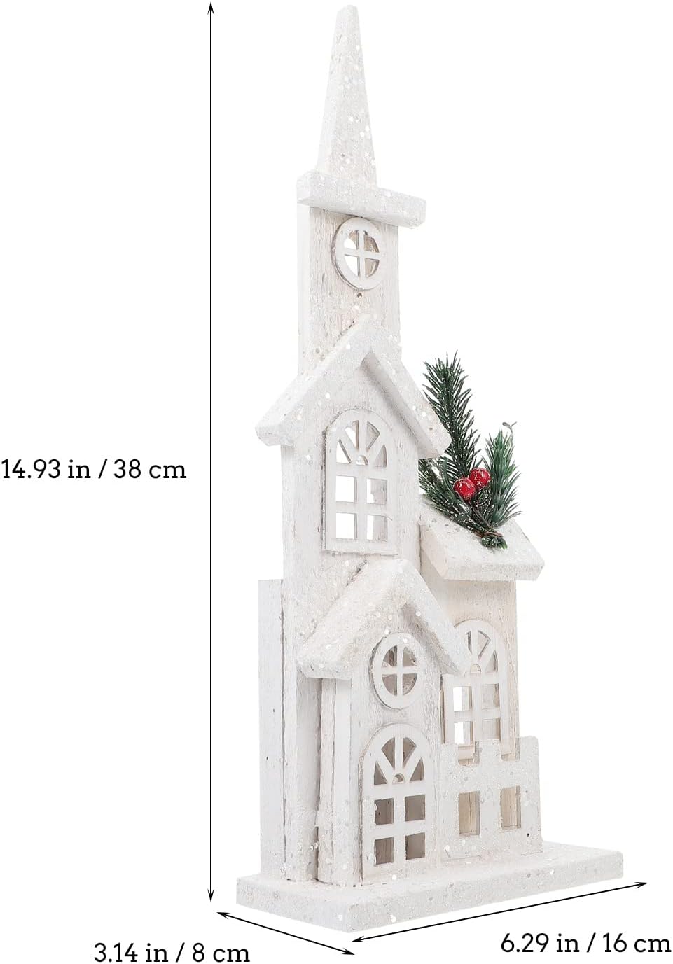 NUOBESTY Christmas LED Church Light House - Snow Scene Desktop Ornament for Holiday Home Decor