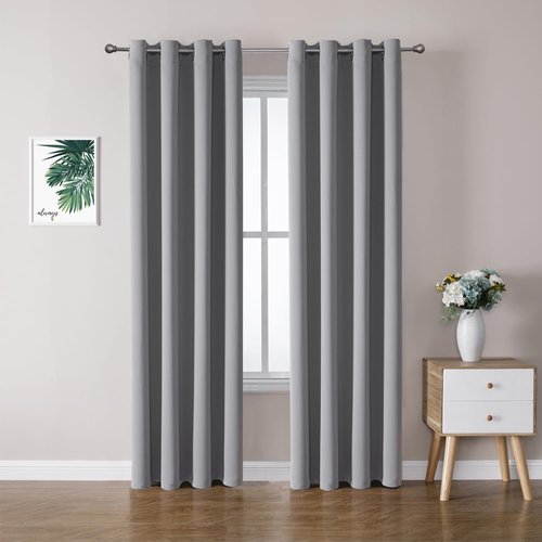 ChrisDowa Blackout Curtains - Thermal Insulated Room Darkening Panels, Light Grey, 52 x 120 Inch Set