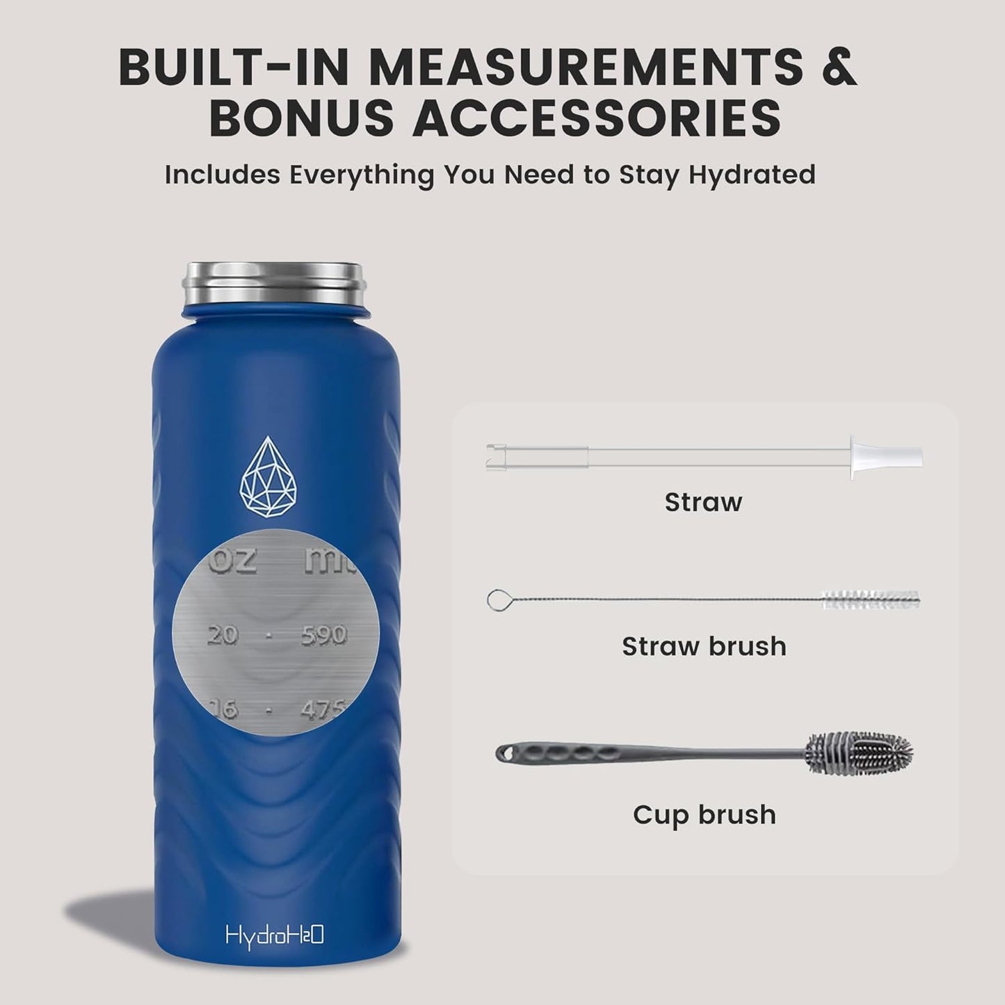 Skiennix 24oz Stainless Steel Insulated Water Bottle - 48H Cold & 24H Hot, Leak-Proof, BPA-Free | Blue