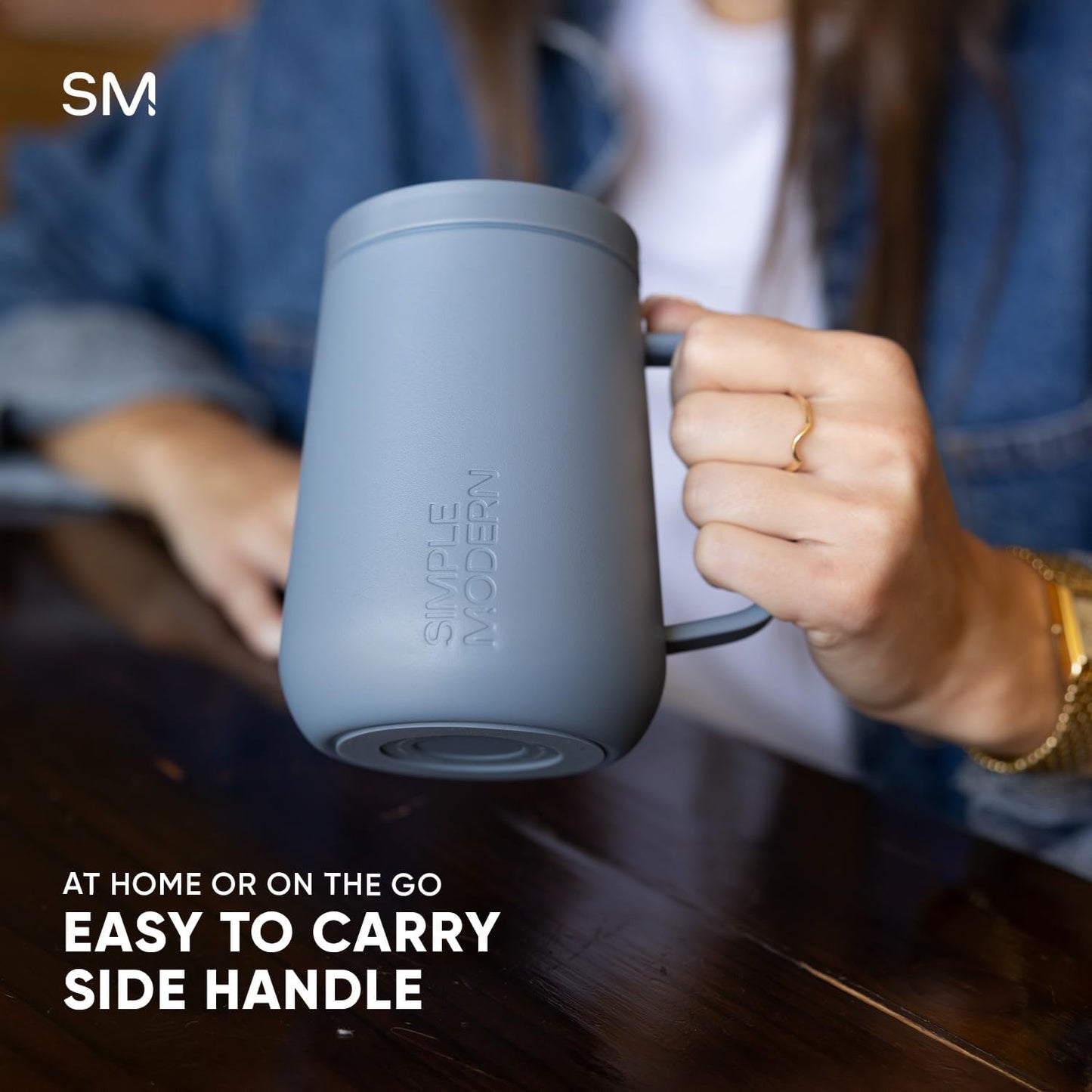 Simple Modern Voyager Signature Mug - Insulated Travel Coffee Tumbler with 360° Lid | 12oz, Midnight Black