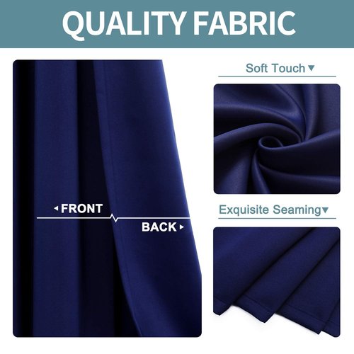 ChrisDowa Small Window Curtains for Kitchen and Bedroom - Grommet Short Thermal Insulated Room Darkening Curtains (2 Panels, Navy Blue, 52 x 36 Inch)