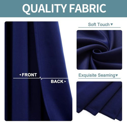 ChrisDowa Small Window Curtains for Kitchen and Bedroom - Grommet Short Thermal Insulated Room Darkening Curtains (2 Panels, Navy Blue, 52 x 36 Inch)