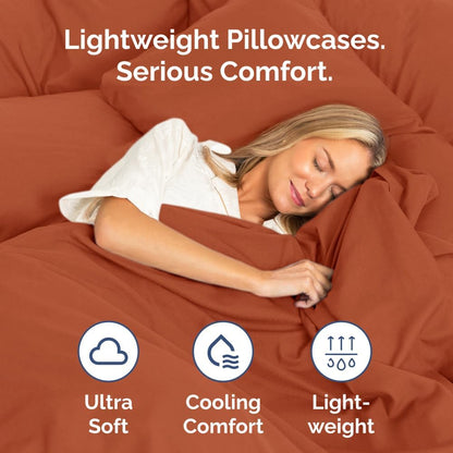 Skiennix Standard Pillow Cases Set of 4 - Ultra Soft Hotel Quality Covers - Machine Washable Terracotta