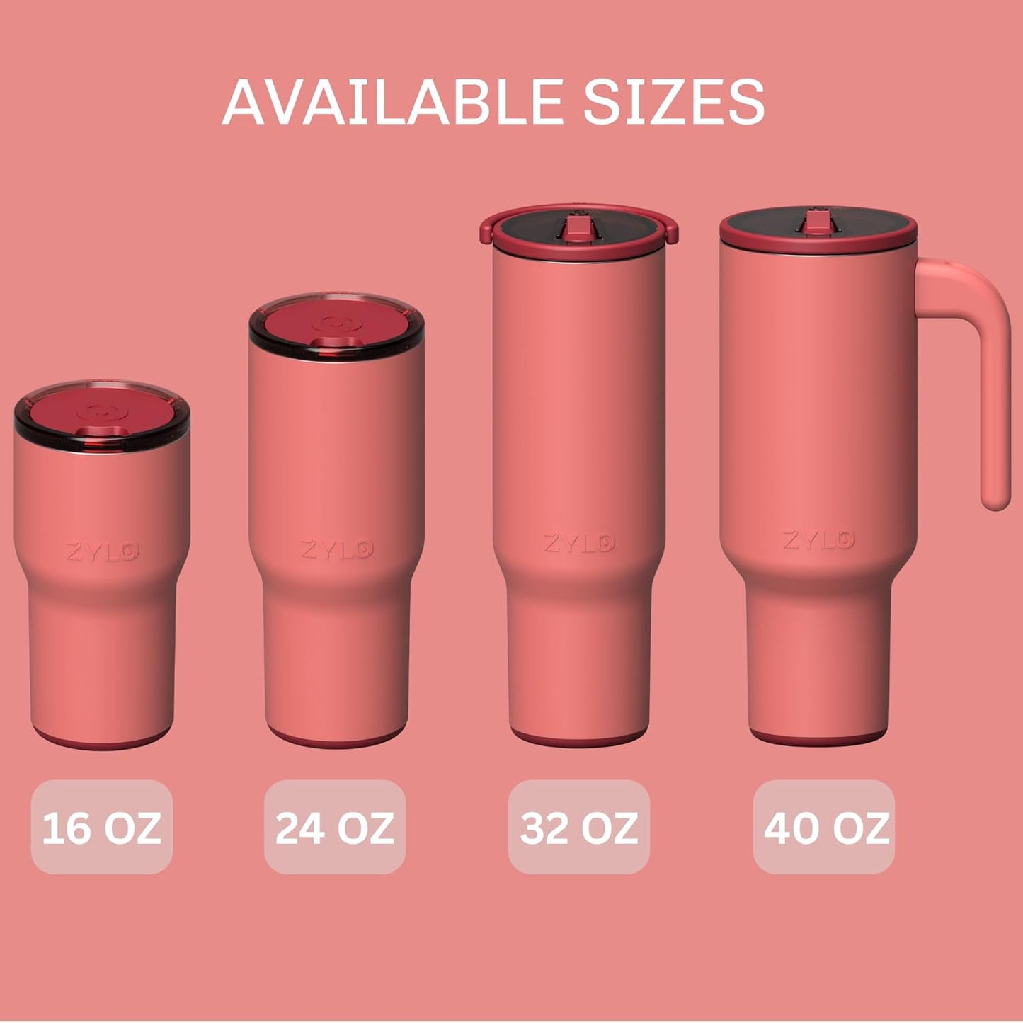 Zylo 24oz Stainless Steel Tumbler | Insulated, Spill-Proof Lid & Straw Compatible - Pink Algae