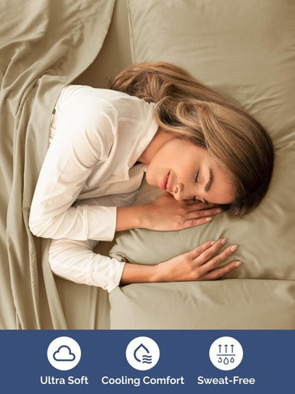 Extra Deep Twin Sheet Set - 4 Piece Breathable and Cooling Sheets - Hotel Luxury Bedding for Women, Men, Kids & Teens - Easy & Secure Fit - Soft, Wrinkle Free and Comfy - Extra Deep Pockets - Beige