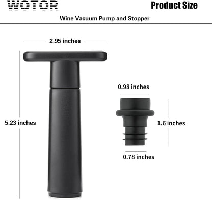 WOTOR Wine Saver Vacuum Pump with 20 Stoppers, Wine Stopper & Preserver, Reusable Bottle Sealer Keeps Fresh, Ideal Accessories Gift (Flat Handle) (Pack of 2)