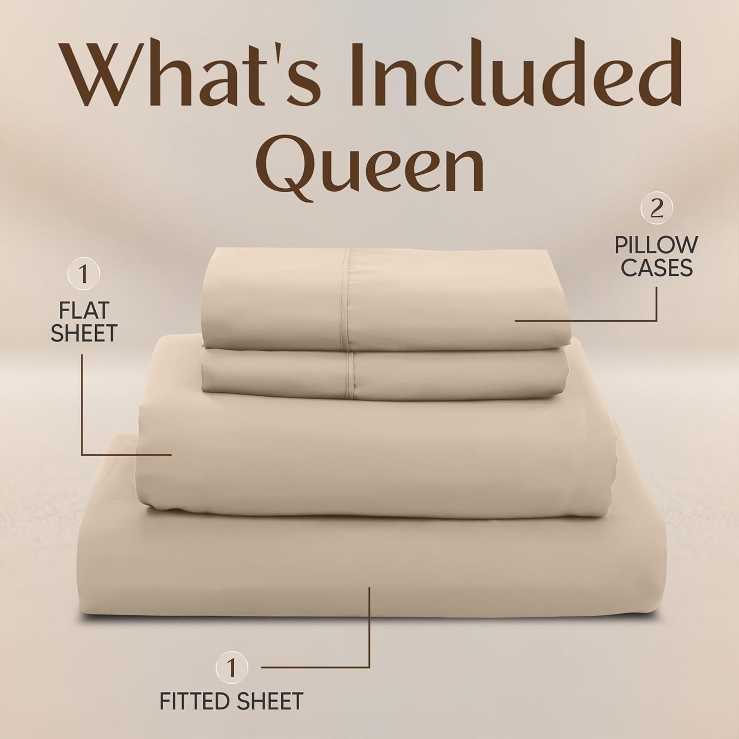 Utopia Bedding Queen Size Sheet Set - Soft, Breathable Microfiber | 4-Piece in Sand, Oeko-Tex Certified