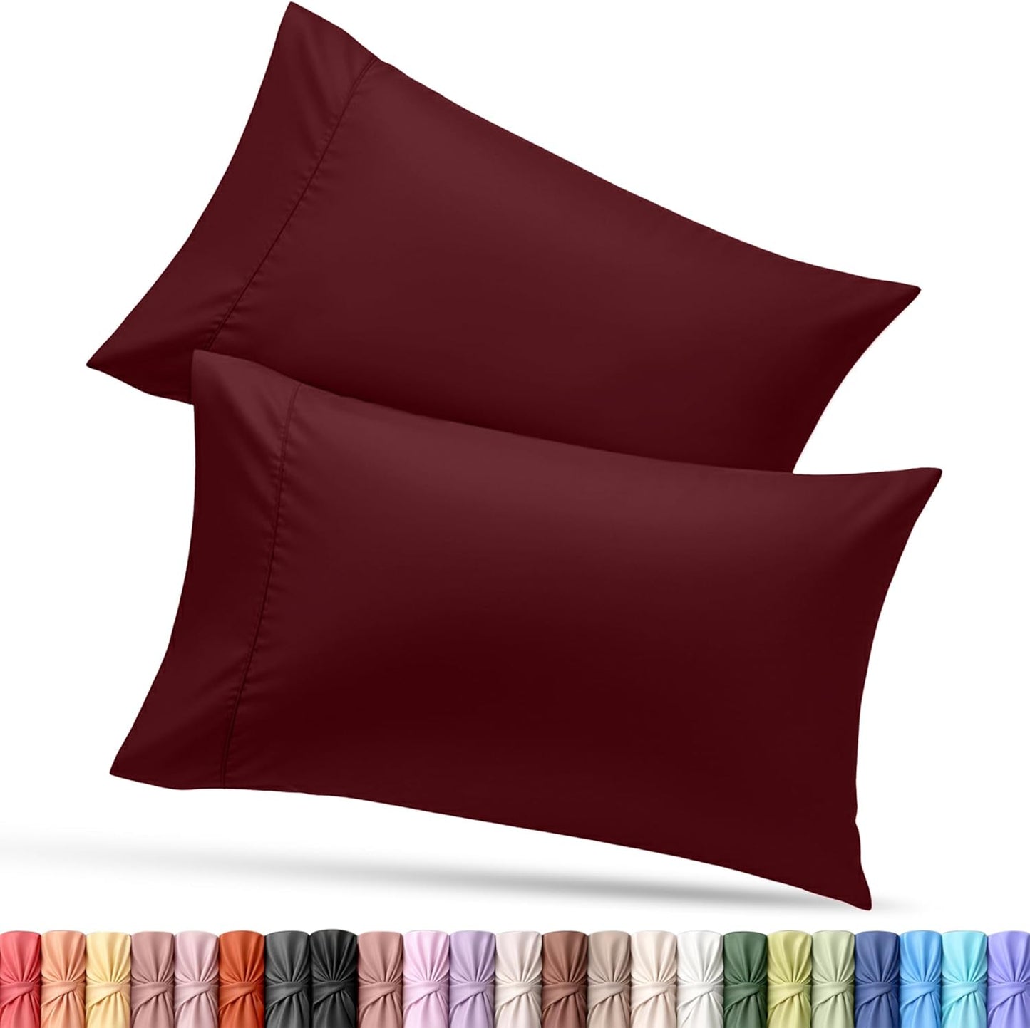 Utopia Bedding King Pillow Cases - Soft Brushed Microfiber - 2 Pack | Fade Resistant 20 x 40 Inches (Burgundy)