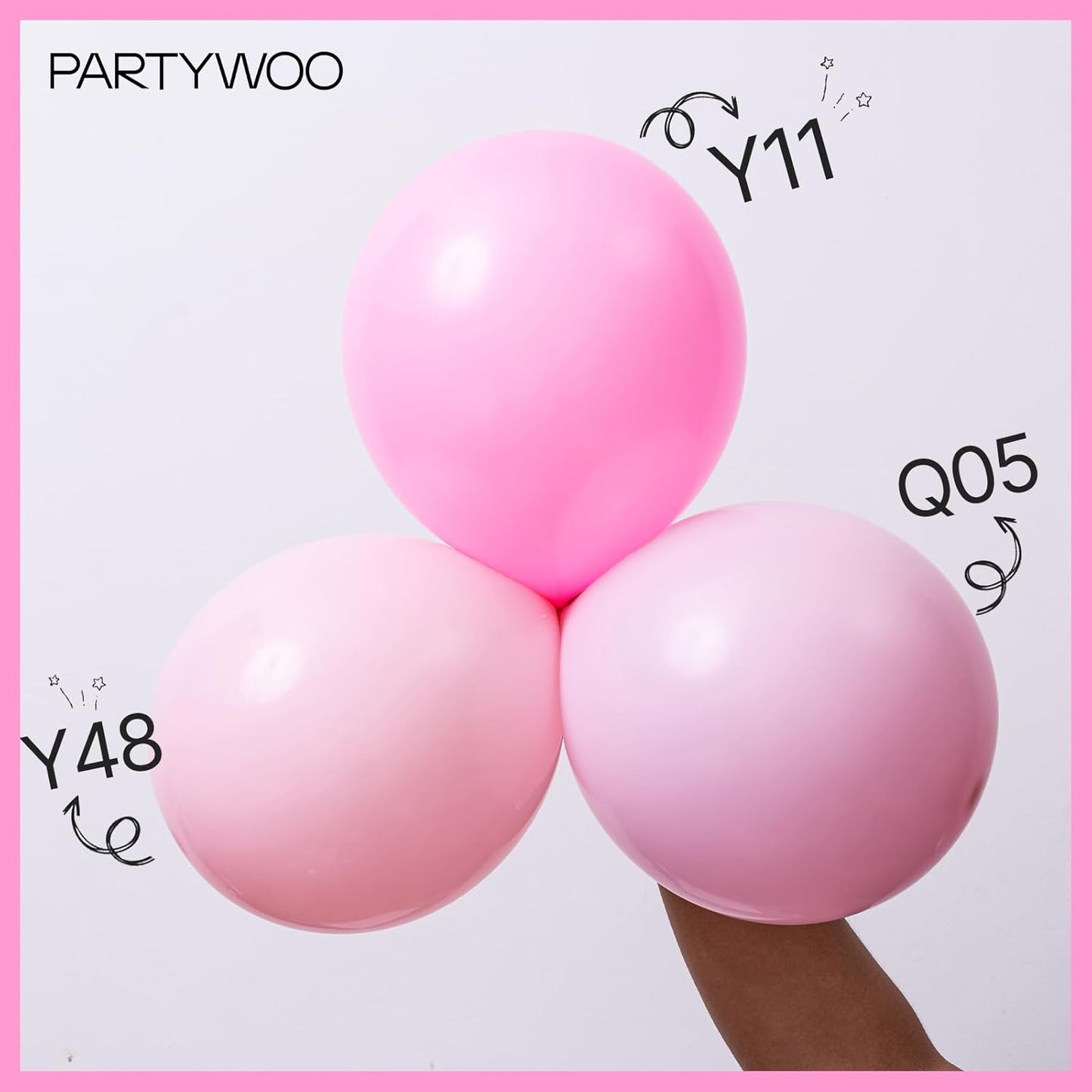 PartyWoo Pink Balloon Arch Kit - 99pcs Matte Pink Balloons in Various Sizes for Baby Showers & Parties