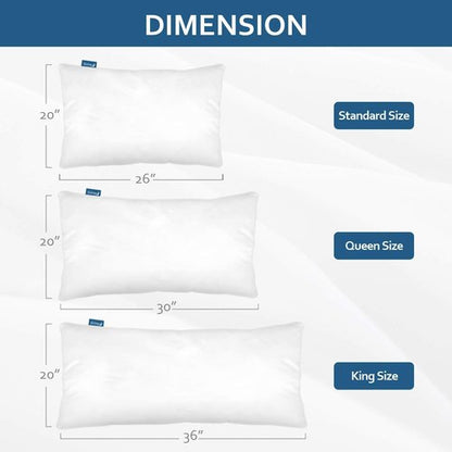 King Pillow Protector Waterproof with Zipper 4 Pack, 20x36 inch King Size Pillow Protector, Pillow Covers Encasement Pillow Case White
