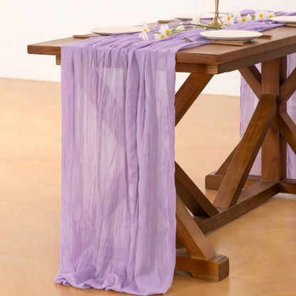 Socomi Cheesecloth Table Runner - Lilac Purple 120-Inch for Boho Rustic Weddings & Events