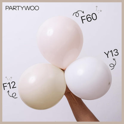 PartyWoo Beige Balloons - 101pcs 12 Inch Boho Cream & Ivory Latex Balloons for Weddings & Events