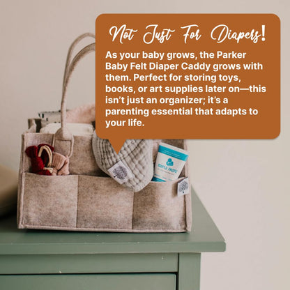 Parker Baby Diaper Caddy - Versatile Nursery Storage Bin & Car Organizer for Diapers - Oatmeal