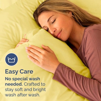 King Standard Pillow Cases Set of 4 - Soft Hotel Quality Pillowcase Covers - Comfy Bedding for Women, Men, Kids & Teens - Machine Washable Pillow Protectors - 4 Piece Set - King Standard Size Yellow
